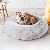 Grey Fluffy Dog and Cat Calming Cushion Bed